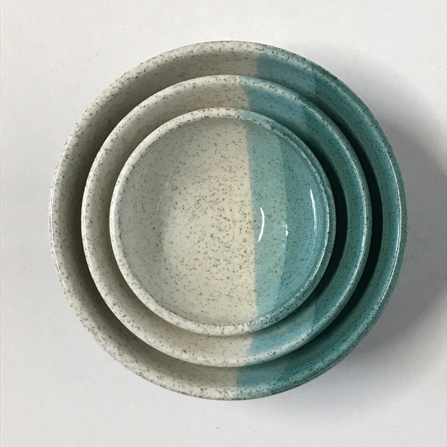 Nesting Bowls - Green & White Stripped