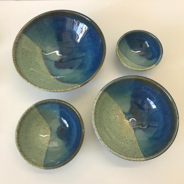 Nesting Bowls - Green Blue Stripped