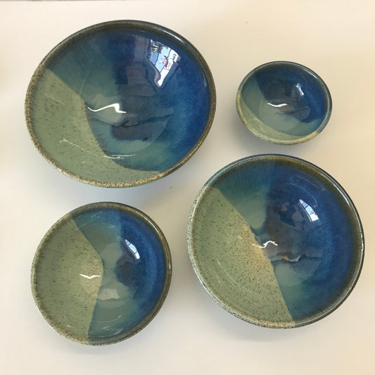 Nesting Bowls - Green Blue Stripped